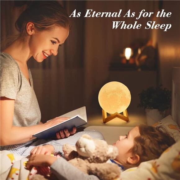 3D Moon Lamp with 4.7 Inch Wooden Base - Gift for Lover, Mothers Day - Picture 6 of 7